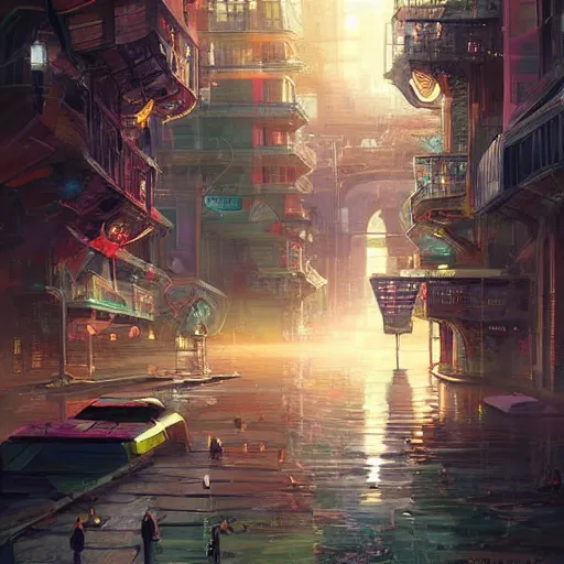 Image similar to Beautiful happy picturesque charming sci-fi city in harmony with nature. Beautiful light. Nice colour scheme, soft warm colour. Beautiful detailed artistic digital painting by Vincent. (2022)
