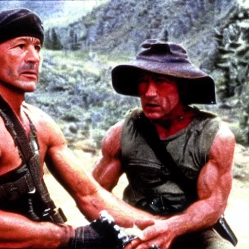 Image similar to a film still of patrick stewart in the movie rambo