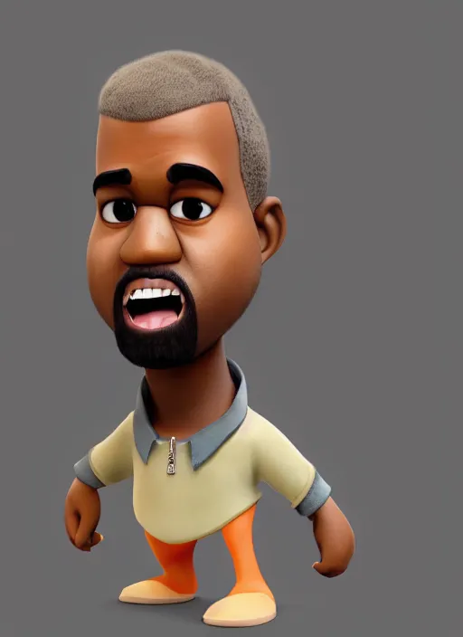 Image similar to kanye west pixar style, character adoptable, highly detailed, rendered, ray - tracing, cgi animated, 3 d demo reel avatar, style of maple story and zootopia, cool clothes, soft shade, soft lighting