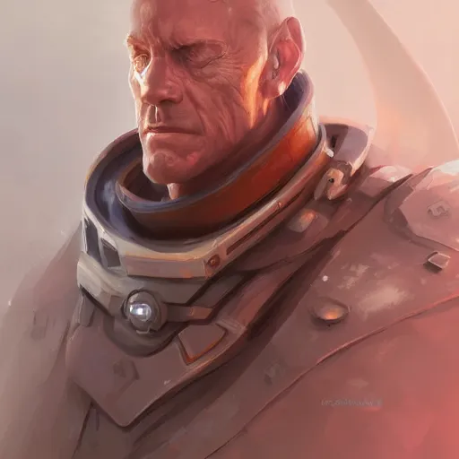 Image similar to a portrait of a spaceship admiral, D&D, sci-fi, elegant, hopeful, muscular, highly detailed, digital painting, artstation, concept art, smooth, sharp focus, illustration