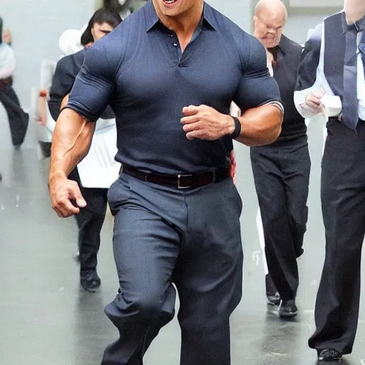 Image similar to a pretty picture of dwayne the rock johnson dressed as a schoolgirl