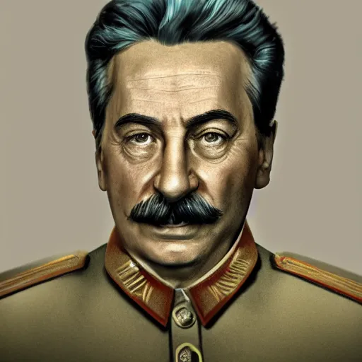 Image similar to portrait of stalin, 8 k uhd, unreal engine, octane render in the artstyle of finnian macmanus, john park and greg rutkowski