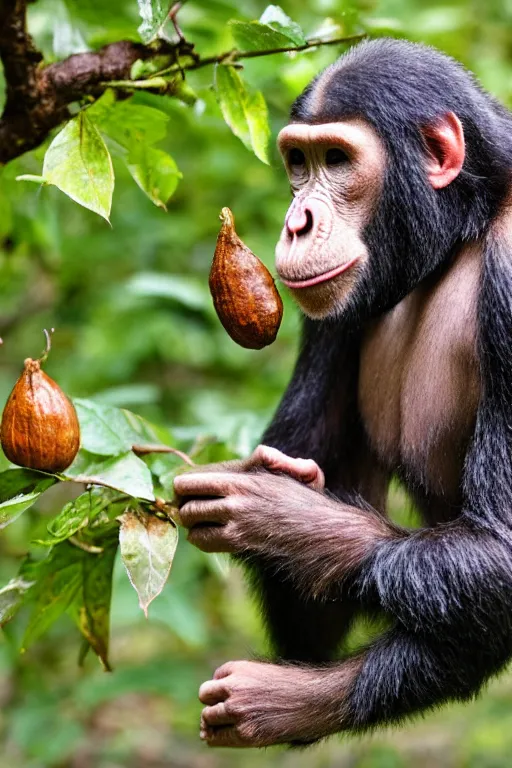 Prompt: ape with an acorn