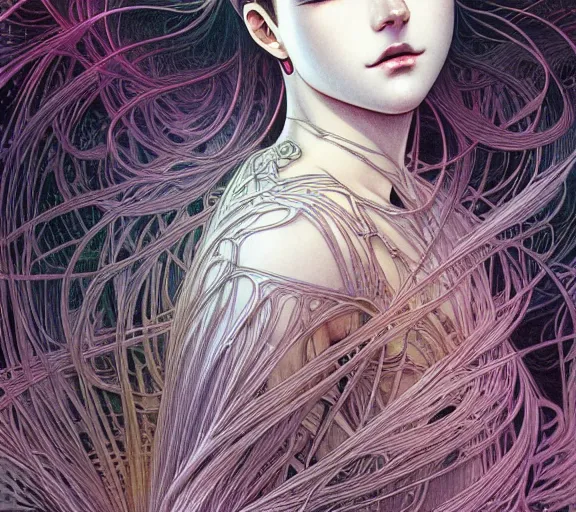 Image similar to ' lost in a lucid dream, my soul drifted away ', beautiful shadowing, 3 d shadowing, reflective surfaces, illustrated completely, 8 k beautifully detailed pencil illustration, extremely hyper - detailed pencil illustration, intricate, epic composition, masterpiece, bold complimentary colors. stunning masterfully illustrated by artgerm, range murata, alphonse mucha.