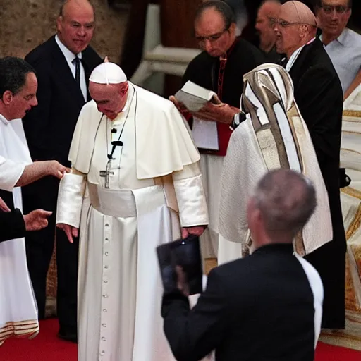 Prompt: award winning photo of the pope dressed as a egypsian faraoh