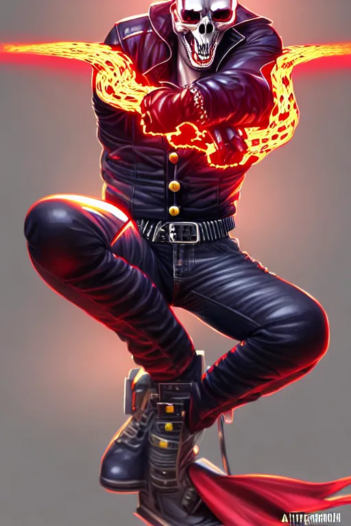 Image similar to isometric Ghost Rider by Artgerm and WLOP, Pixiv