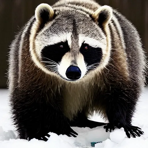 Image similar to “a mix between a raccoon and a polar bear”