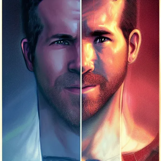 Image similar to ryan reynolds as a black and blue suit spider - man, cinematic, volumetric lighting, f 8 aperture, cinematic eastman 5 3 8 4 film, photorealistic by greg rutkowski, by stanley artgerm, by alphonse mucha