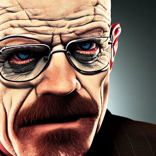 Image similar to walter white as joker, 8k, cinematic lighting