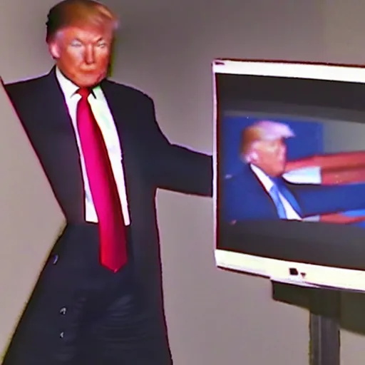 Image similar to cctv footage of donald trump using a photocopier