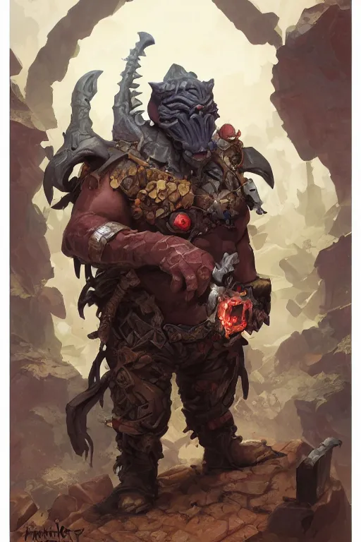 Image similar to portrait of the goblin miner wearing the epic artifact headgear devil\'s fruit by artgerm and Craig Mullins, James Jean, Andrey Ryabovichev, Mark Simonetti and Peter Morbacher 16k