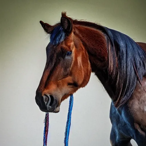 Prompt: a horse wearing a hat of a horse