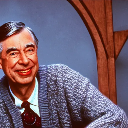 Image similar to mr rogers, wearing a sweater, sensual, romantic, dreamy, intricate, hyper detailed, accent lighting, dramatic light, 4 k octane render