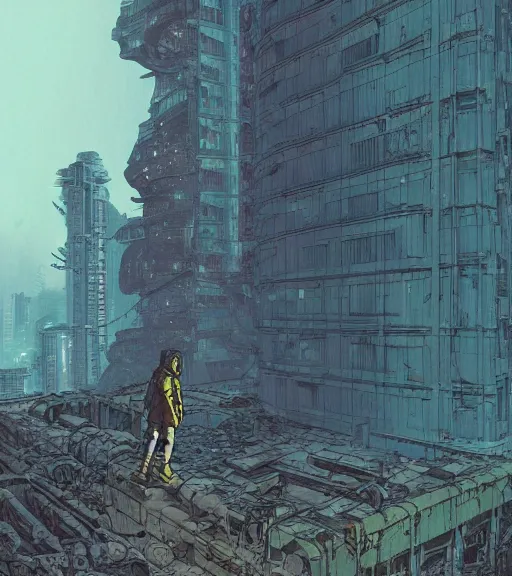 Image similar to a cyberpunk mole man explores alien ruins, techwear, Industrial Scifi, detailed illustration, character portrait, by Martin Grip and Moebius