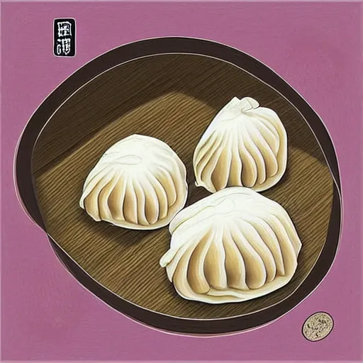 Image similar to shanghai xiao long bao, digital art, style of traditional chinese painting