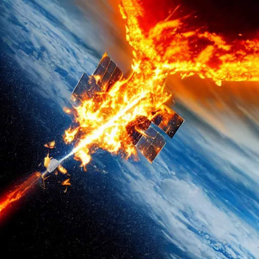 Image similar to satellite on fire in space