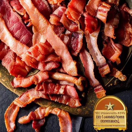 Image similar to an enormous pile of bacon, michellin star, award winning dish, food photography