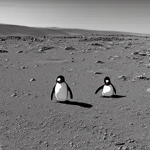 Image similar to giant penguins were spotted on mars