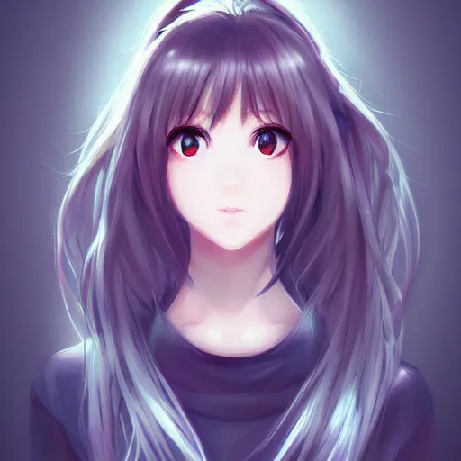 Image similar to pretty anime woman headshot, portrait, drawn by WLOP