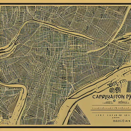 Prompt: cartography map art, city map, highly detailed, vintage typography, modern design