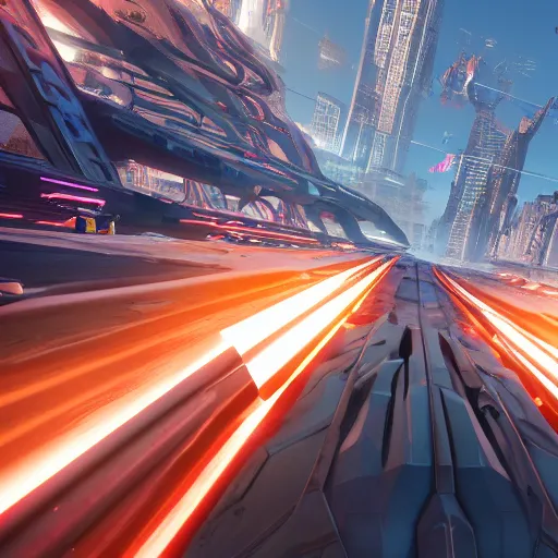 Image similar to cityscape from wipeout playstation ultra detailed 4 k unreal engine artstation