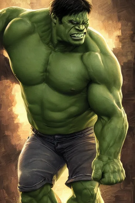 Image similar to Dwight Shrute as hulk. digital painting, artstation, concept art, smooth, sharp focus, illustration, art by artgerm and donato giancola and Joseph Christian Leyendecker, Ross Tran, WLOP