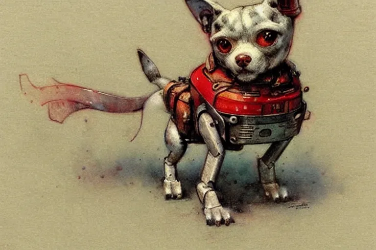 Image similar to adventurer ( ( ( ( ( 1 9 5 0 s retro future robot android dog. muted colors. ) ) ) ) ) by jean baptiste monge!!!!!!!!!!!!!!!!!!!!!!!!! chrome red