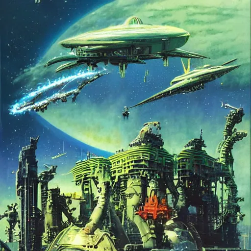 Image similar to Michael Whelan, John Harris, David Hardy, John Berkey, Chris Foss, Chris Moore, Vincent Di Fate, Jim Burns