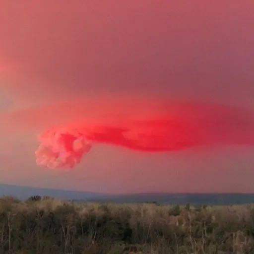 Prompt: mushroom cloud with red sky ’ s