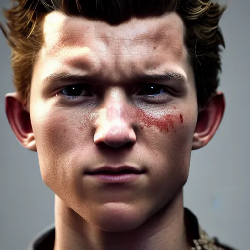 Prompt: close up shot of tom holland in assassins creed, fine detailed face, long hair, stunning 3 d render inspired art by greg rutkowski and xiang duan and thomas eakes, realistic, highly detailed attributes and atmosphere, dim volumetric cinematic lighting, 8 k octane detailed render, post - processing, masterpiece,