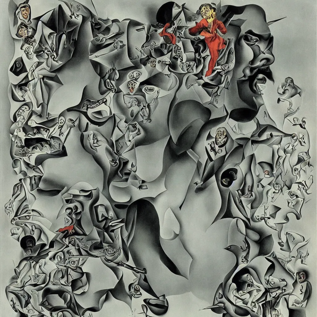 Image similar to a painting of salvador dali, drawed by M. C. Escher colored by Hayao Miyazaki