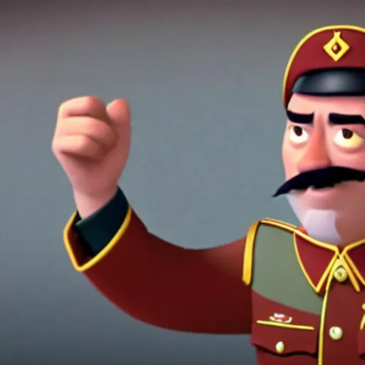 Image similar to still of a pixar film about joseph stalin, 4 k, highly detailed, pixar