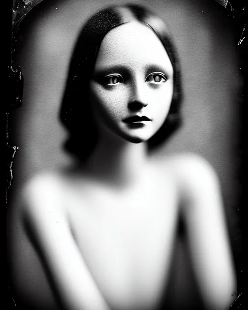 Image similar to tintype black and white dreamy young beautiful female artificial intelligence, metropolis, cinematic, rim light, bokeh, photo - realistic, elegant, high detail, 8 k, masterpiece, photo taken in 1 9 3 0