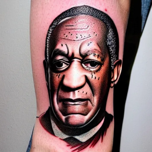 Image similar to bill cosby tattoo, realistic