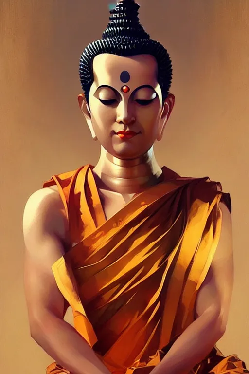 Image similar to buddhism, male, futurism, painting by greg rutkowski, j. c. leyendecker, artgerm