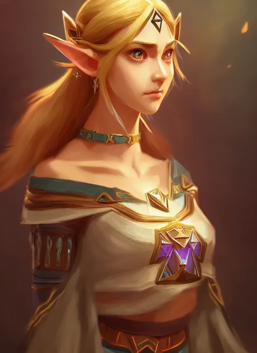 Image similar to zelda with triforce, fantasy, intricate, elegant, highly detailed, digital painting, artstation, concept art, wallpaper, smooth, sharp focus, illustration, art by wlop