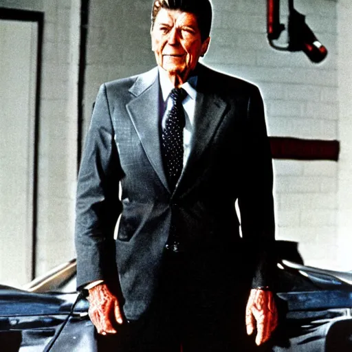 Prompt: Ronald Reagan as the terminator 1984