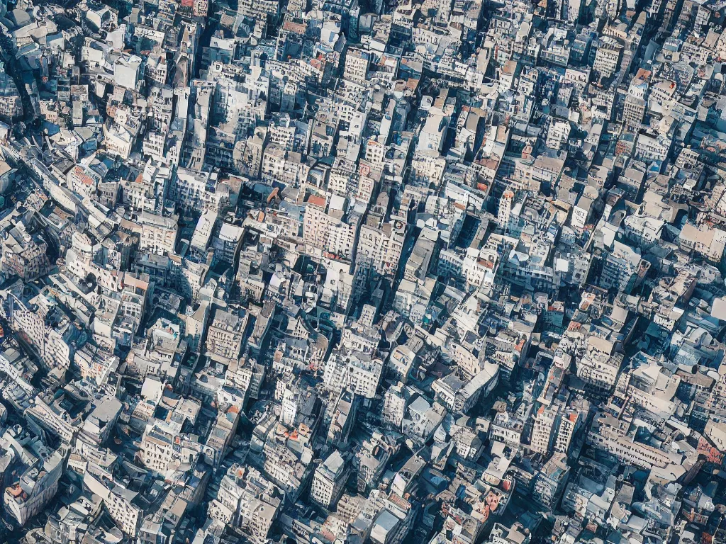 Prompt: drone view of a city, Brutalist concrete architecture, sharp focus,telephoto lens,digital art 4k