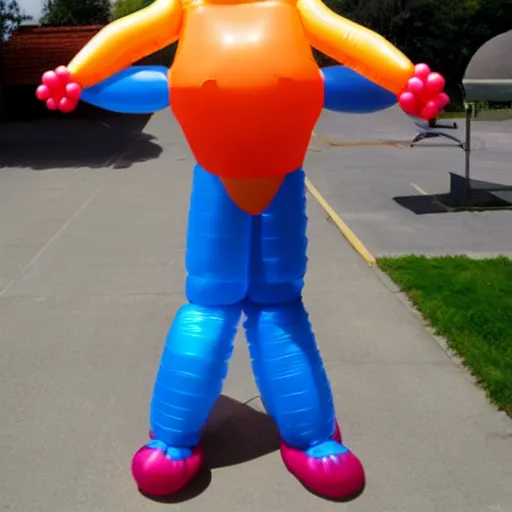 Image similar to Overinflated Stretch Armstrong. Huge balloon muscles. About to burst!