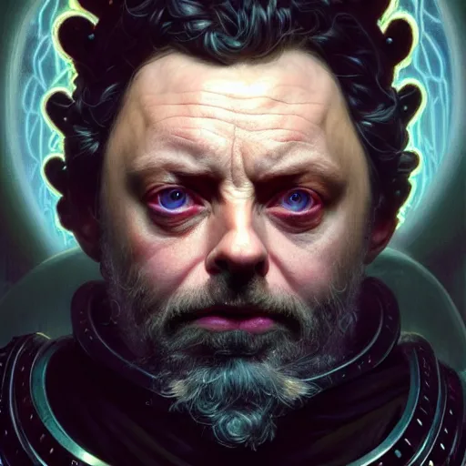 Prompt: portrait painting of a cyberpunk dwarf mage michael sheen, ultra realistic, concept art, intricate details, eerie, highly detailed, photorealistic, octane render, 8 k, unreal engine. art by artgerm and greg rutkowski and charlie bowater and magali villeneuve and alphonse mucha