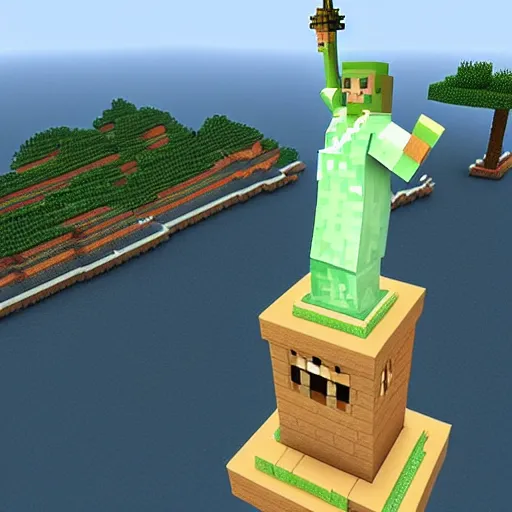 Prompt: minecraft statue of liberty
