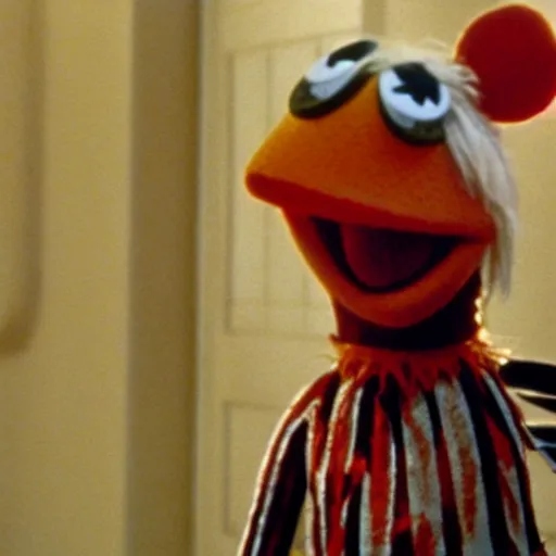 Image similar to A film still of Freddie Kruger in the muppets (1980s)