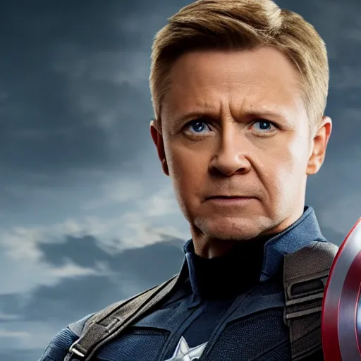 Prompt: Hawkeye as captain America
