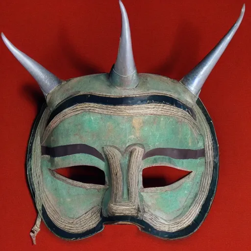Prompt: a vejigante mask with horns