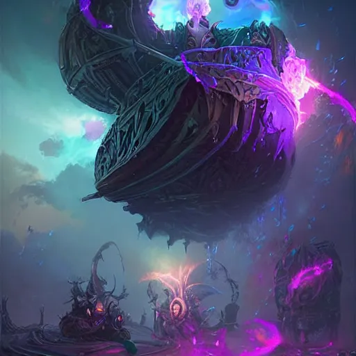 Image similar to curved floating skulls with violet fire trails, violet theme, epic fantasy digital art style, fantasy artwork, by Greg Rutkowski, fantasy hearthstone card art style