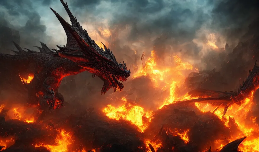 Prompt: just burning memory, huge dragon destroy the city, ultra realistic classic, concept art, intricate details, highly detailed, photorealistic, octane render, 8 k.