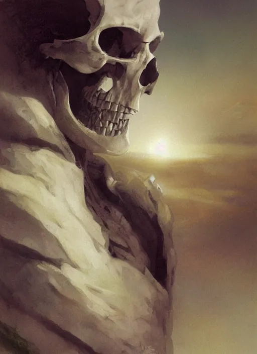 Prompt: a portrait of a male character, nose of skull, in a scenic environment by Ross Tran and by Jesper Ejsing and by Mikalojus Konstantinas Ciurlionis