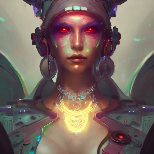 Image similar to a portrait of a beautiful cybernetic gypsy, cyberpunk concept art by pete mohrbacher and wlop and artgerm and josan gonzales, digital art, highly detailed, intricate, sci-fi, sharp focus, Trending on Artstation HQ, deviantart, unreal engine 5, 4K UHD image