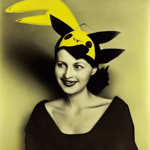 Prompt: elegant woman dressed up as pikachu, art photo in color by Annie Liebovitz and Frantisek Drtikol, digital photo, clean, sharp, smooth, glossy color photo, Nikon, Sigma art lens