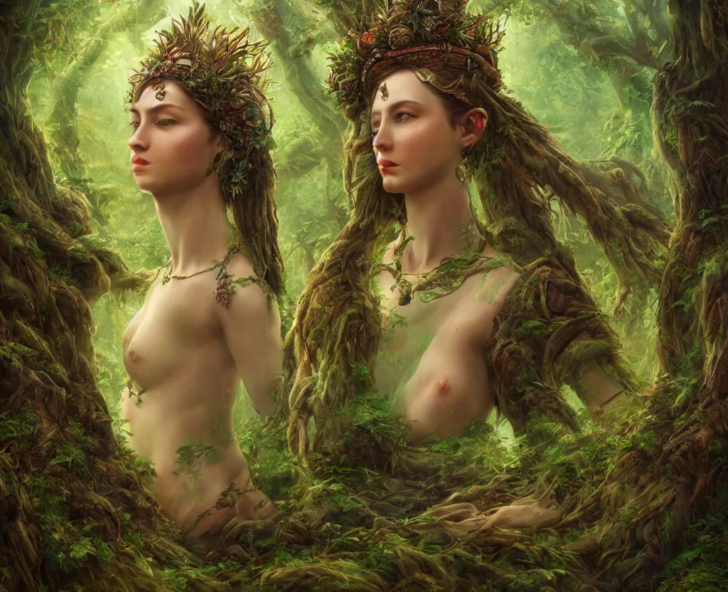 Image similar to goddess of the forest, trending on artstation, 8k, incredible detail